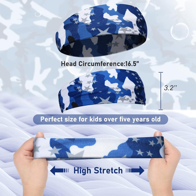 Civaner 4 Pcs Boys Headbands Athletic Sweatbands Kids Sports Wicking Breathable Headbands Elastic for Girls Boys Football - Image 3